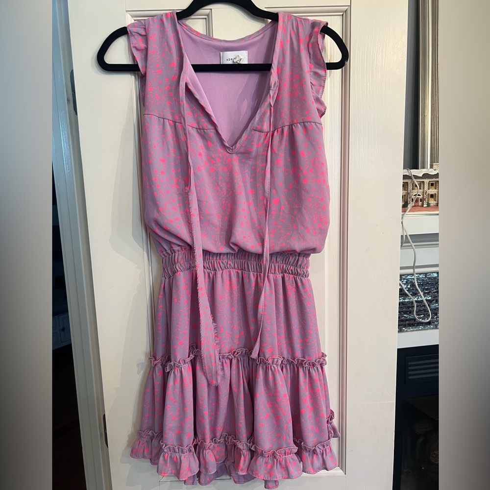 Adrienne Lavender Mini Dress with Pink Dot Print